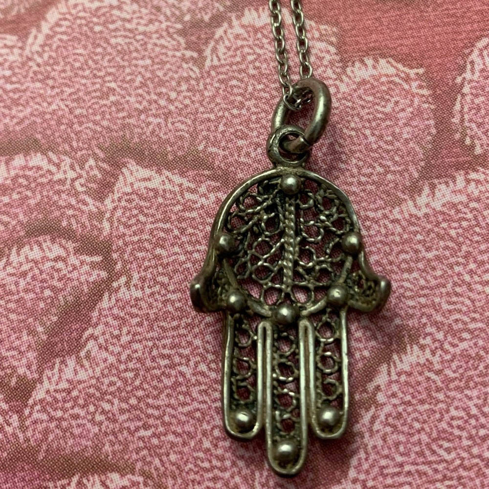 Sterling Silver Hamsa Necklace!